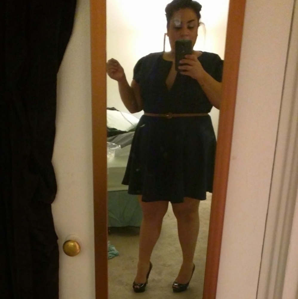 Asos curve club L skater dress in navy blue sz 24